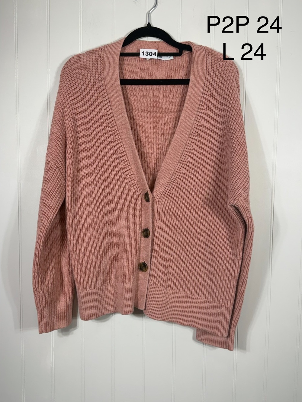 Ricki’s Pink chunky oversized Knit Button Front Cardigan Sweater Large - Picture 2 of 6